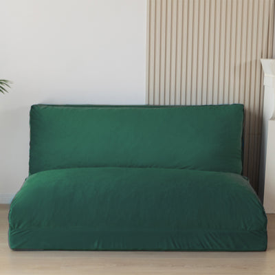 MAXYOYO Bean Bag Folding Sofa Bed, Velvet Floor Sofa with Washable Cover for Adults, Green