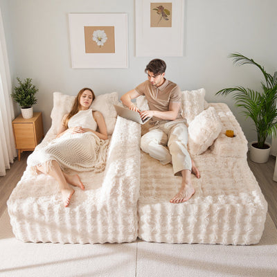 MAXYOYO Bubble 104" Modular Sectional Couch with L-Shape Chaise, Modern Boneless Couch for Living Room, Sofa in A Box