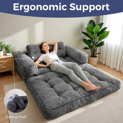 MAXYOYO Convertible  Sofa Bed with Armrest – 2-Seat Foldable Couch, Dark Grey
