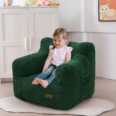 MAXYOYO Kids Sherpa Bean Bag Chair, Teddy Lazy Sofa for Girls and Boys,  Green