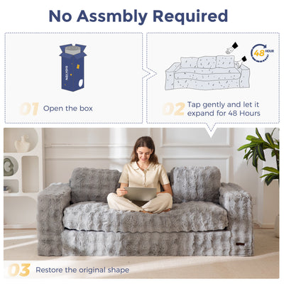 MAXYOYO 3 Seater Sofa for Living Room, Tufted Boneless Couch Bubbled Sofa Couch, Comfy Bean Bag Chair for Bedroom Apartment, No Assembly Needed