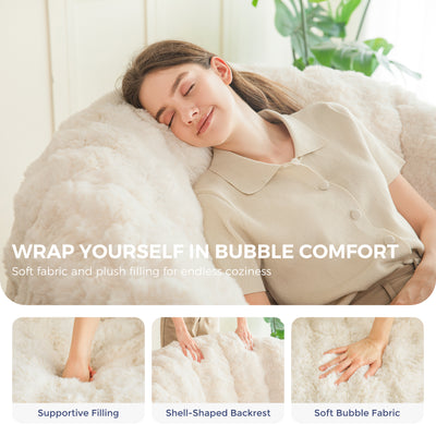 MAXYOYO Giant Bean Bag Chair for Adults, Stuffed Shell-Shaped Large Bean Bag Couch, Cozy Living Room Chair with Filler, Floor Sofa Lazy Sofa for Bedroom Living Room