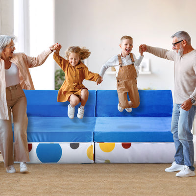 MAXYOYO 10-Piece Modular Convertible Kids Play Couch Sofa Set with Removable Velvet Covers (Multi)