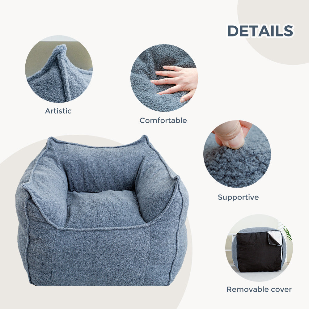 MAXYOYO Artistic Bean Bag Chair Sofa, Bean Bag Lazy Chair for Adults with Armrests for Gaming, Reading (Smoky Blue)