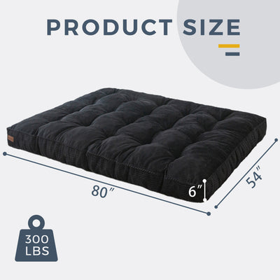 MAXYOYO 6" Tufted Futon Sofa Couch Bed, Thick Corduroy Fabric Floor Futon Mattress for Adults (Mattress Only), Black