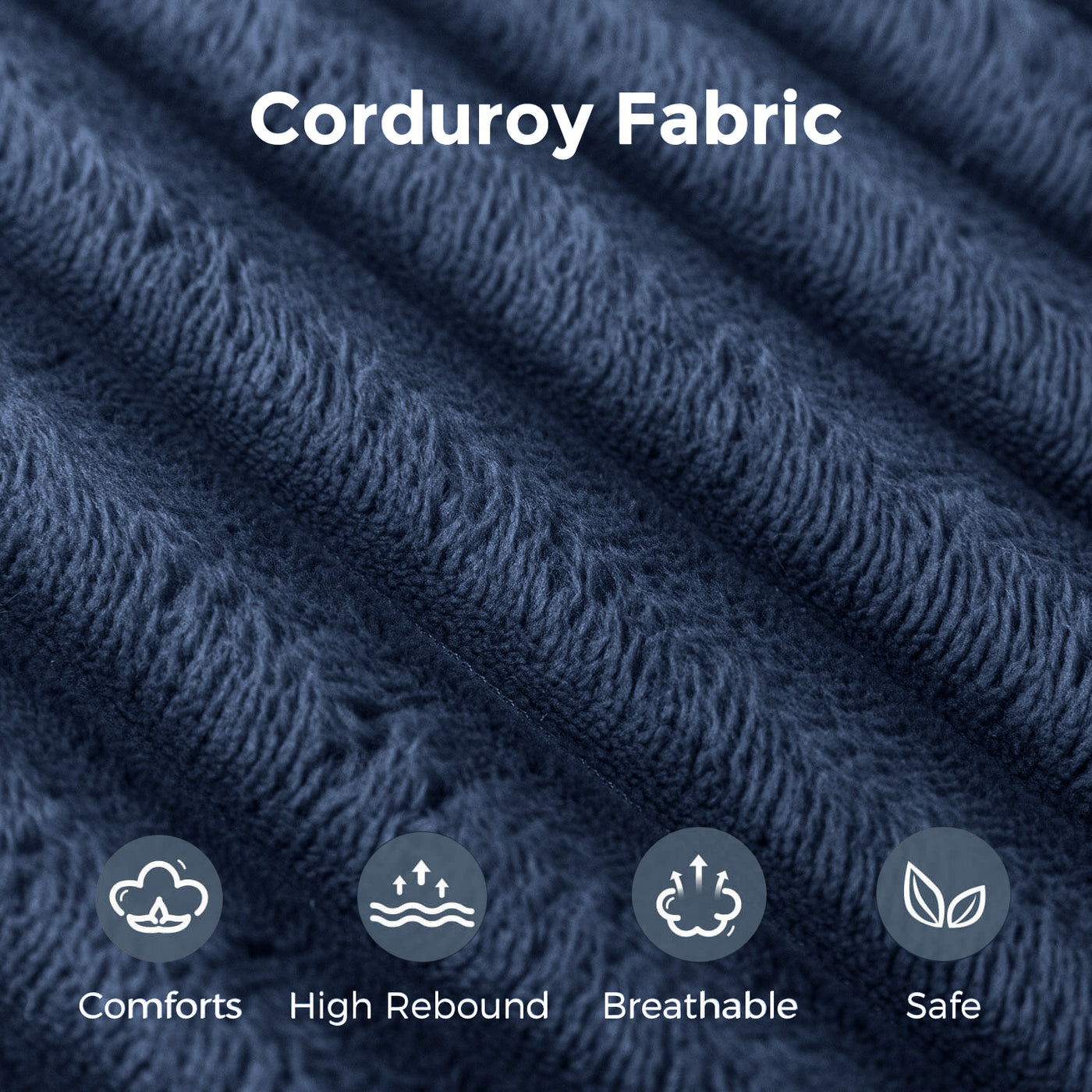 MAXYOYO 104" L-Shape Sectional Sofa - Corduroy Cloud Modular Couch for Living Room, Navy