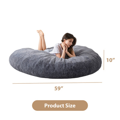MAXYOYO Giant Fur Bean Bag Chair - Round Fluffy Bean Bag for Adult, Dark Grey