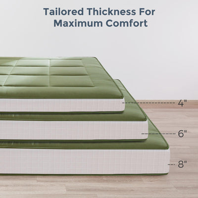 MAXYOYO 8 Inch Futon Mattress, Super Thick Square Quilting Japanese Futon Bed, Green