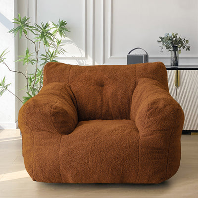 MAXYOYO Sherpa Bean Bag Chair, Boucle Tufted Bean Bag Couch, Living Room Bean Bag Lazy Sofa for Adults Kids, Dark Coffee