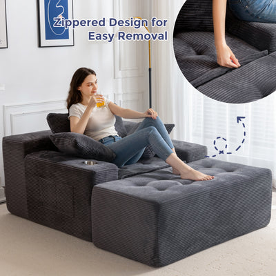 MAXYOYO Modular Sectional Sofa Couch and Chaise Lounge, L Shaped Modern Cloud Couch with Ottoman, Sofa in A Box, Tufted 6-Seat Boneless Sleeper Chair for Living Room, No Assembly Required