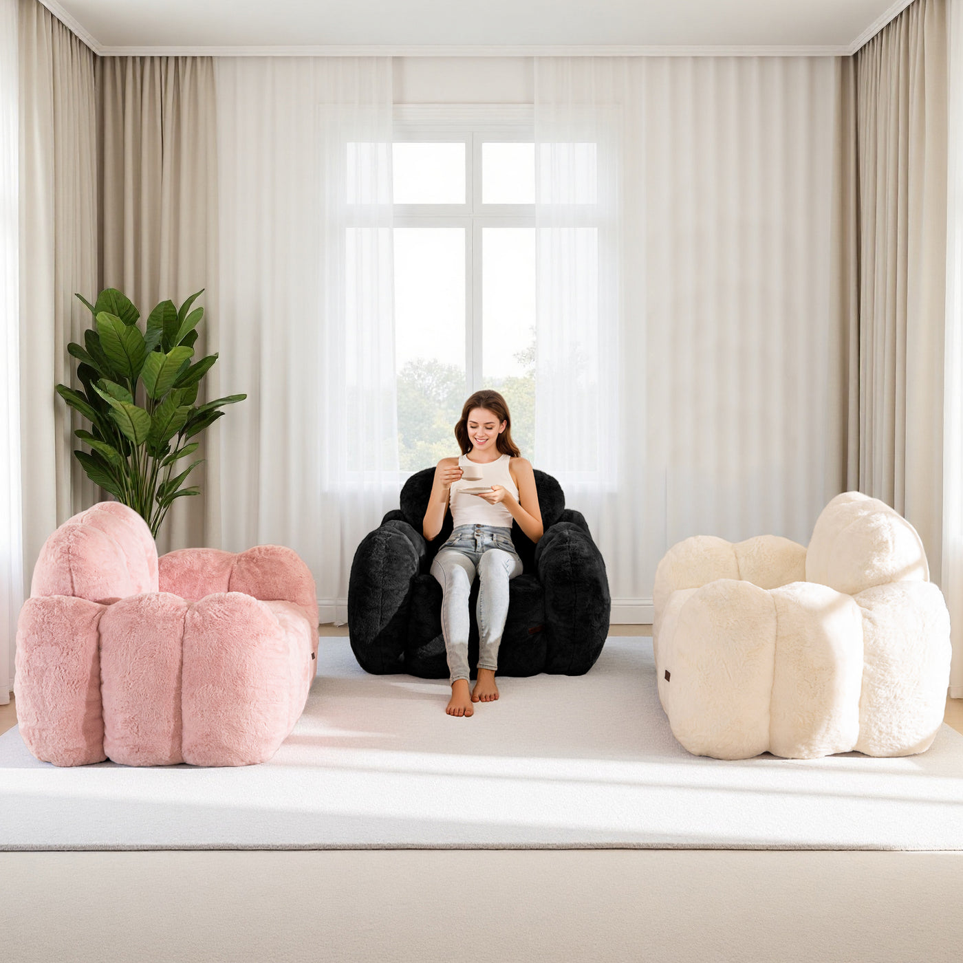 MAXYOYO Cloud Bean Bag Chair – Soft Floor Sofa for Adults, Single Floor Couch