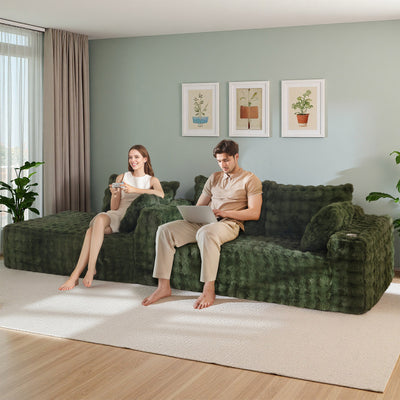 MAXYOYO Bubble 104" Modular Sectional Couch with L-Shape Chaise, Modern Boneless Couch for Living Room, Sofa in A Box