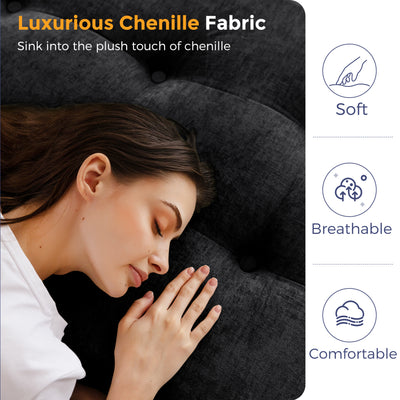 MAXYOYO Tri-Fold Mattress, 6 Inch Tufted Folding Mattress with Chenille Fabric, Portable Queen Size Floor Guest Mat for Adults, Foldable Topper for Camping