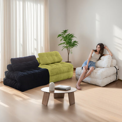 corduroy bean bag folding sofa#color_green