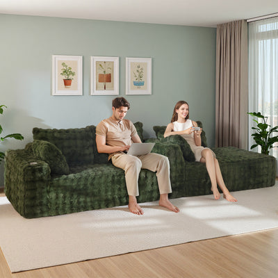 MAXYOYO Bubble 104" Modular Sectional Couch with L-Shape Chaise, Modern Boneless Couch for Living Room, Sofa in A Box