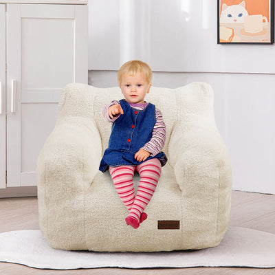 MAXYOYO Kids Sherpa Bean Bag Chair, Teddy Lazy Sofa for Girls and Boys,  Beige