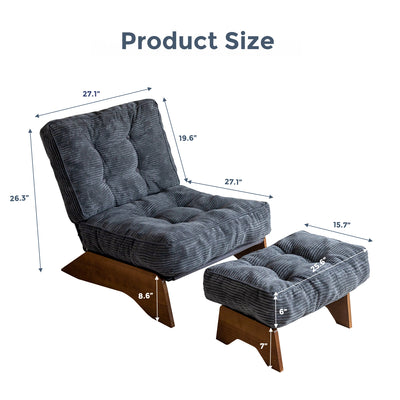 MAXYOYO Adjustable Accent Chair with Ottoman, Tufted Lounge Chair Set, Dark Grey