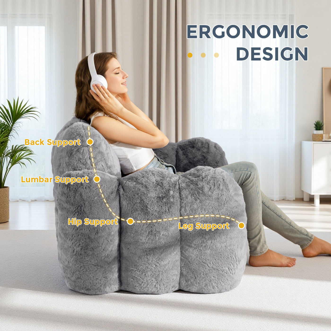 MAXYOYO Cloud Bean Bag Chair – Soft Floor Sofa for Adults, Single Floor Couch