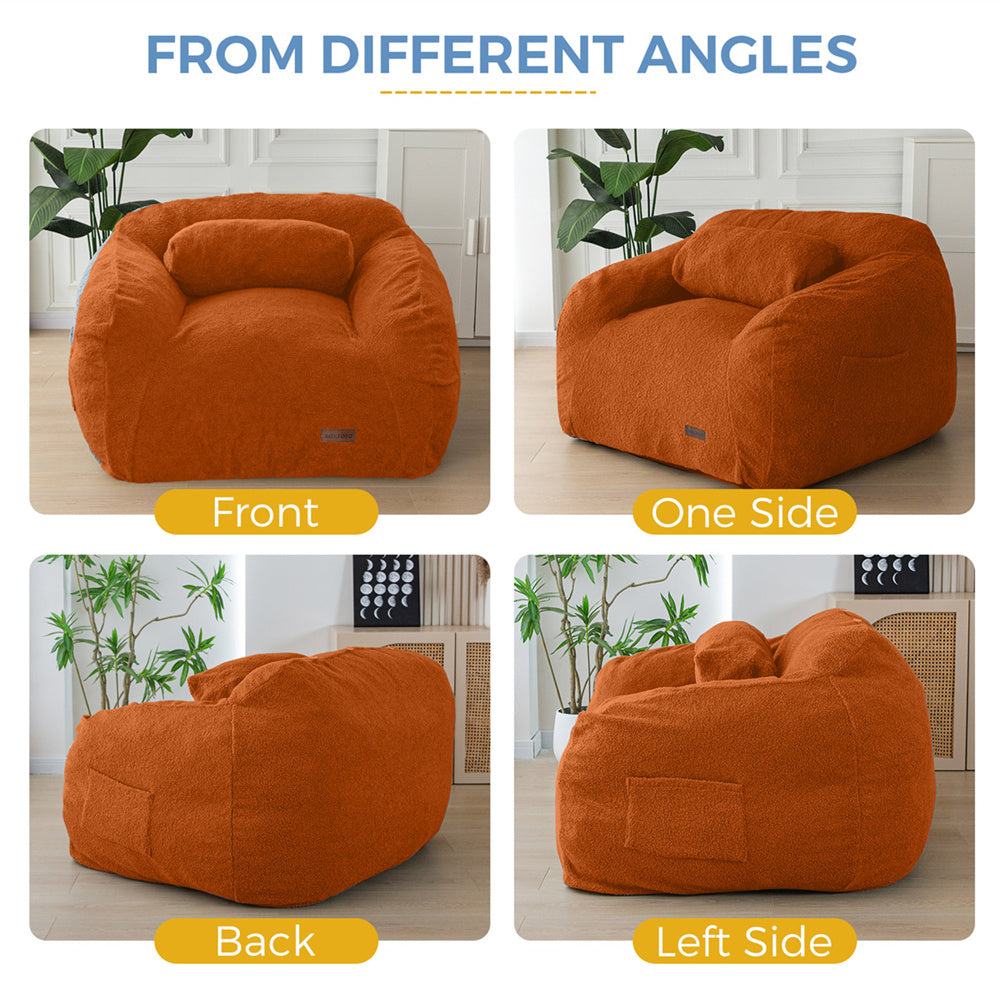 MAXYOYO Giant Bean Bag Chair with Pillow, Fuzzy Comfy Large Bean Bag Chair Couch for Reading and Gaming, Coffee
