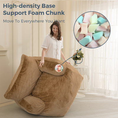 MAXYOYO Giant Bean Bag Chair, Faux Fur Stuffed Bean Bag Couch for Living Room, Khaki