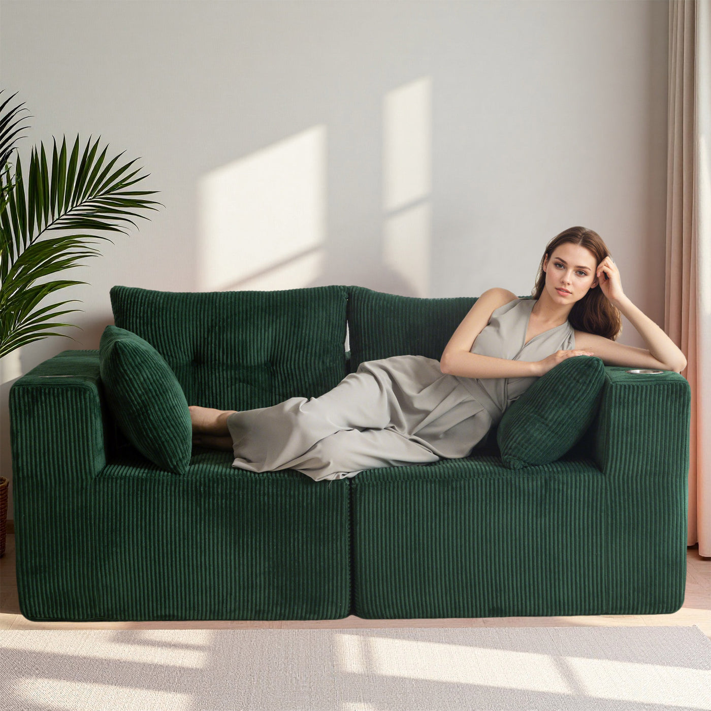 Modular Sectional Sofa Couch #color_green