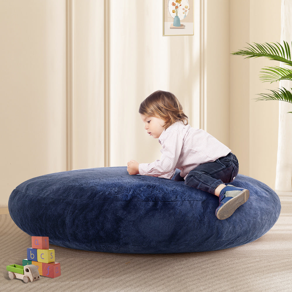 MAXYOYO 2-in-1 Kids Bean Bag Bed, Convertible Kids Bean Bag Chair to Bed, Floor Cushion (Blue)