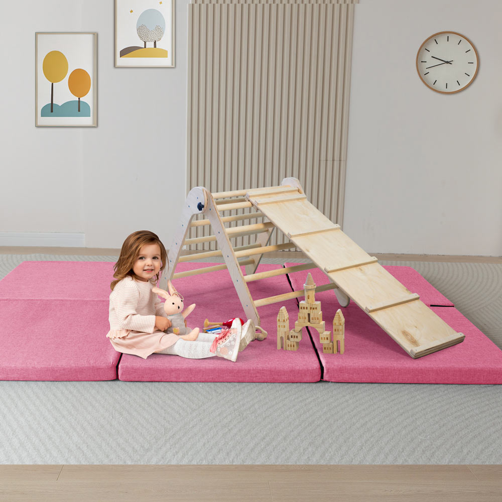 MAXYOYO Kids Play Mat, Thick & Transformable Floor Mat for Kids Playroom, Pink