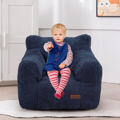 MAXYOYO Kids Sherpa Bean Bag Chair, Teddy Lazy Sofa for Girls and Boys, Navy