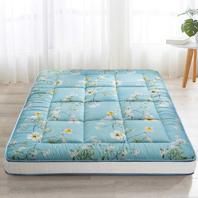 MAXYOYO Rustic Floral Korean Padded Japanese Futon Mattress, Quilted Bed Mattress Topper, Folding Sleeping Pad Guest Bed for Camping Couch