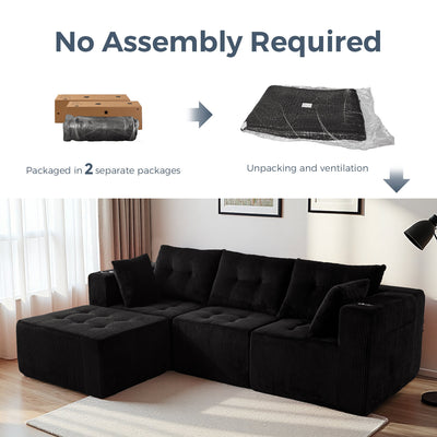 L Shaped Modular Sofa #color_black