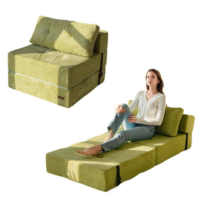MAXYOYO Folding Sofa Bed, Convertible Sofa Bed with High-Density Support Foam for Living Room Bedroom, Green