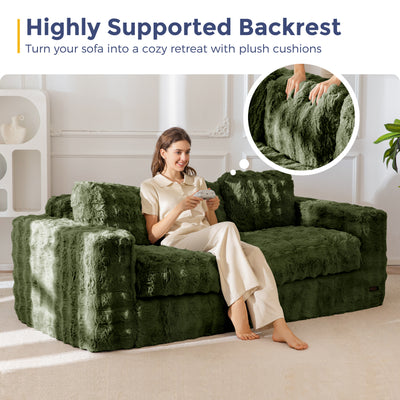 MAXYOYO 3 Seater Sofa for Living Room, Tufted Boneless Couch Bubbled Sofa Couch, Comfy Bean Bag Chair for Bedroom Apartment, No Assembly Needed