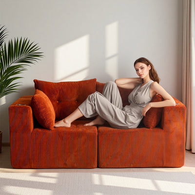 Modular Sectional Sofa Couch #color_orange