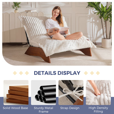 MAXYOYO Adjustable Living Room Chair, 3-Position Bean Bag Chair with Removable Cover, Upholstered Accent Chair with Frame, Soft Reclining Lounge for Bedroom, Apartment, Office