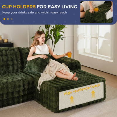 MAXYOYO 104" Modular Sectional Couch with L-Shape Chaise, Modern Boneless Couch for Living Room, Sofa in A Box, Oversized Sofa Sleeper with Deep Seat, No Assembly Required, Green