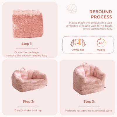 MAXYOYO Folding Sofa Bed, 2 in 1 Convertible Sofa to Lounger Comfy Single Bean Bag Chair for Adults, Floor Sleeper Couch with Handle, Faux Fur Couch Bed for Living Room Bedroom, Pink