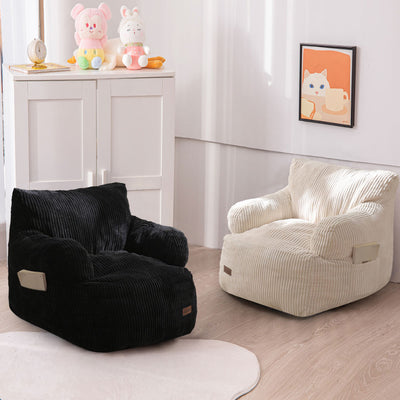 MAXYOYO Kids Bean Bag Chair, Stuffed Toddler Bean Bag Sofa with Filler Bean Bag Chair for Boys and Girls, Beige