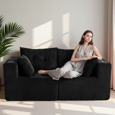 Modular Sectional Sofa Couch #color_black
