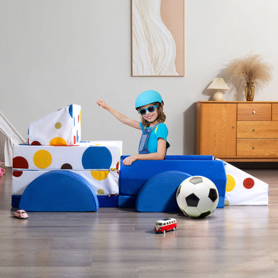 MAXYOYO 10-Piece Modular Convertible Kids Play Couch Sofa Set with Removable Velvet Covers (Multi)