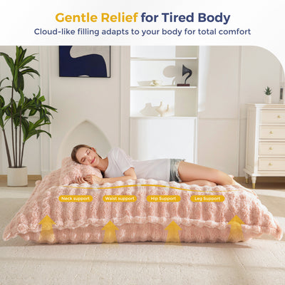 MAXYOYO Giant Bean Bag Chair with Pillow, 3 in 1 Convertible Bean Bag Chair for Adults with Removable Cover, Floor Cushion Stuffed Floor Lounger for Living Room Bedroom, Bubble