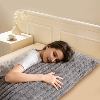 MAXYOYO Body Pillow, Ultra Striped Faux Fur Full Large Body Pillows Insert for Adults (20x54 inch, Grey)