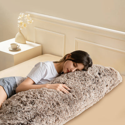 MAXYOYO Body Pillow, Ultra Luxury Faux Fur Body Pillow with Memory Foam & Washable Cover, (20x54 inch, Coffee)