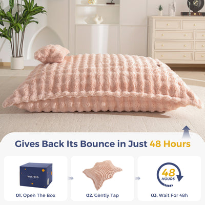 MAXYOYO Giant Bean Bag Chair with Pillow, 3 in 1 Convertible Bean Bag Chair for Adults with Removable Cover, Floor Cushion Stuffed Floor Lounger for Living Room Bedroom, Bubble