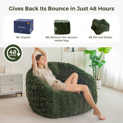 MAXYOYO Giant Bean Bag Chair for Adults, Stuffed Shell-Shaped Large Bean Bag Couch, Cozy Living Room Chair with Filler, Floor Sofa Lazy Sofa for Bedroom Living Room