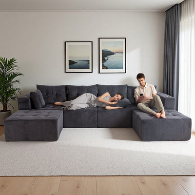 U Shaped Modular Sofa #color_grey