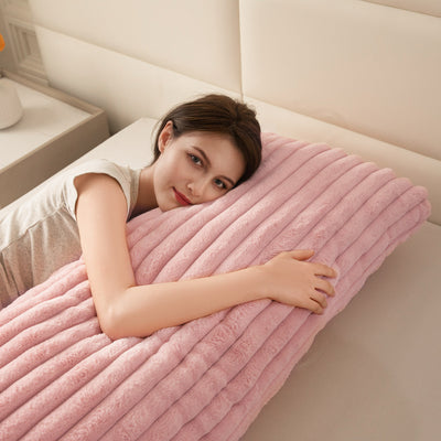 MAXYOYO Body Pillow - Ultra Striped Faux Fur Long Bed Pillows for Sleeping (20 x 54 Inch, Pink)