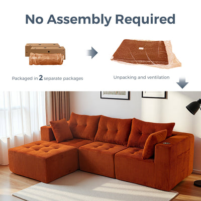 L Shaped Modular Sofa #color_orange