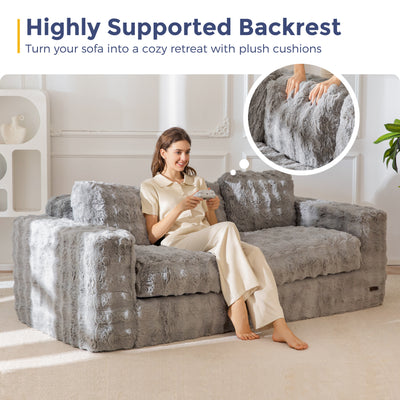 MAXYOYO 3 Seater Sofa for Living Room, Tufted Boneless Couch Bubbled Sofa Couch, Comfy Bean Bag Chair for Bedroom Apartment, No Assembly Needed