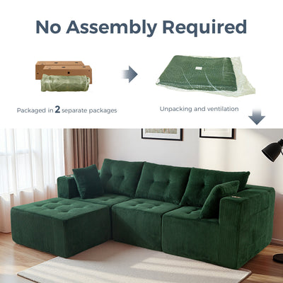 L Shaped Modular Sofa #color_green