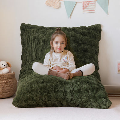 MAXYOYO 3 in 1 Kids Bean Bag Chair Bed, Child Floor Sofa for Gaming, Reading, Faux Fur Floor Mattress with High-Density Foam Filling for Living Room Bedroom